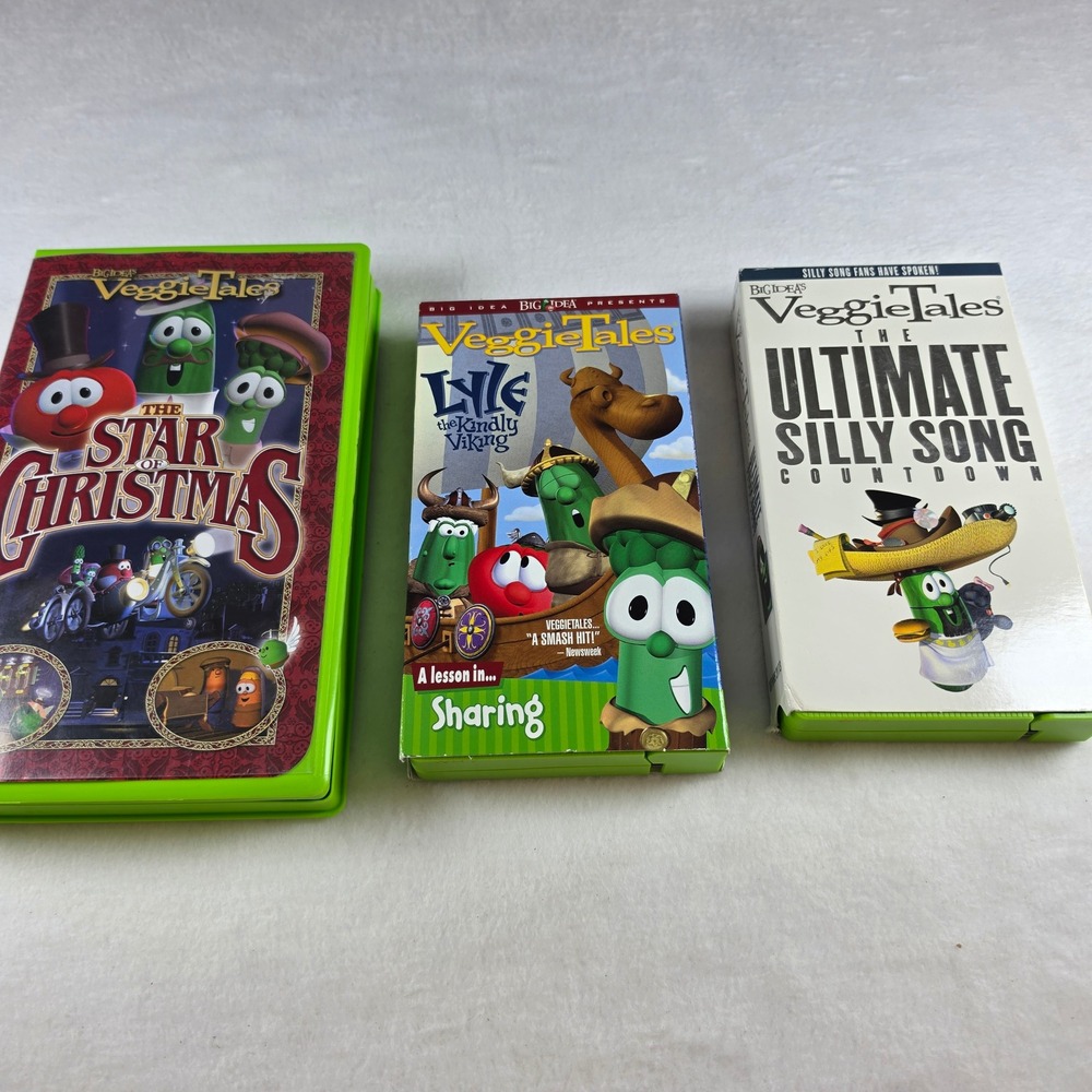 VeggieTales VHS Lot 3 Star of Christmas Lyle Kindly Viking Silly Song Countdown